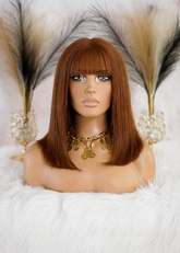 Peluca NA458 "Bangs Red brunette Bob"